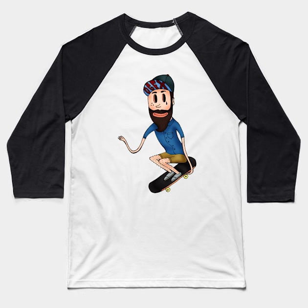 Skateboard Hipster Baseball T-Shirt by ogfx